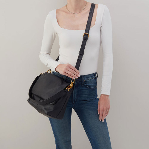 HOBO Pebbled Leather Harley Convertible Shoulder Black Model