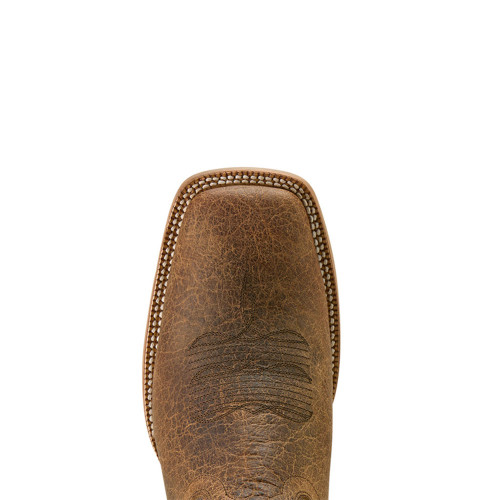 Men's Ariat Rock Ridge Wide Square Toe Western Boots - Saddle Brown Toe Top View