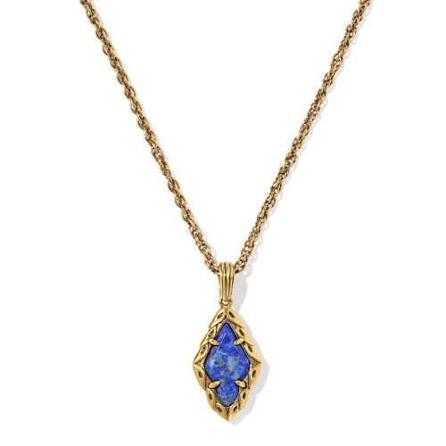 Kendra Scott Adeline Vintage Gold Short Pendant Necklace - Blue Lapis Main
