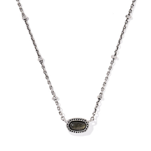 Kendra Scott Mini Elisa Silver Satellite Pendant Necklace - Obsidian Main