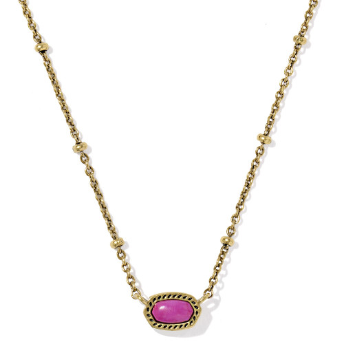 Kendra Scott Mini Elisa Vintage Gold Satellite Pendant Necklace - Dark Fuchsia Magnesite Main
