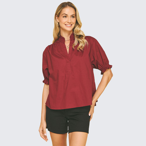 ザレッドスレッド S strap balloon blouse ブラウス Ruffled Satin Shirt – Ashley Stewart