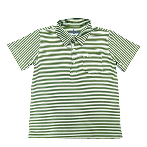 Toddler Boys' Saltwater Boys Inshore Performance Polo - Green Stripe Front