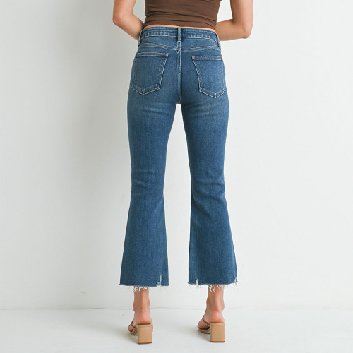 Women's Just Black Denim HIgh Rise Crop Flare Jeans Eagle Eye