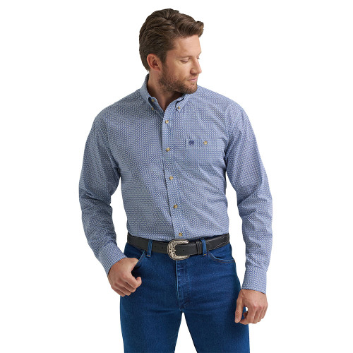 Men's Wrangler Classic Button Down Shirt - Slate Blue Front