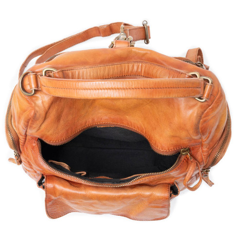 Myra Bags Trek Terra Leather Backpack - Burnt Brown Interior