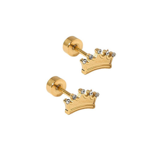 Linny Co Screwback Stud Earrings - Crown Earring Detail