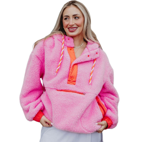 Women's Katydid Two-Toned Sherpa Pink Pullover front