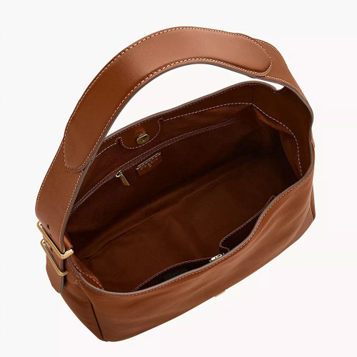 Fossil Dillon Leather Hobo Bag  Medium Brown  Interior