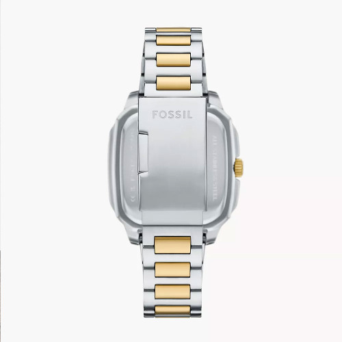 Men's Fossil Crosby Two-Tone Stainless Steel Watch - Black Dial Back