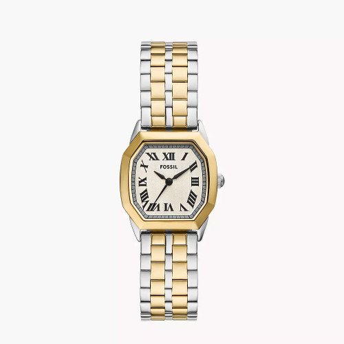 Women's Fossil Harlowe Two Tone Stainless Steel Watch - Cream Dial Front