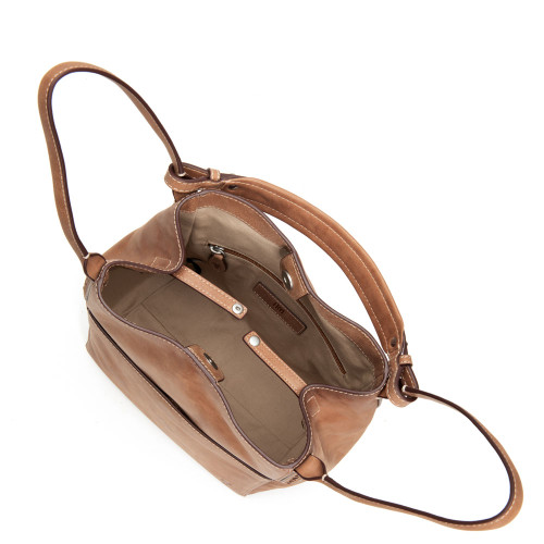 Frye Reed Leather Hobo Bag - Tan Interior Top View