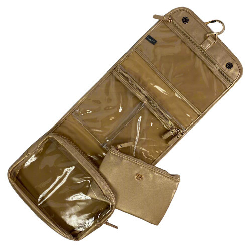 PurseN Classic Toiletry Case - Gold Luster Interior Unfolded Empty