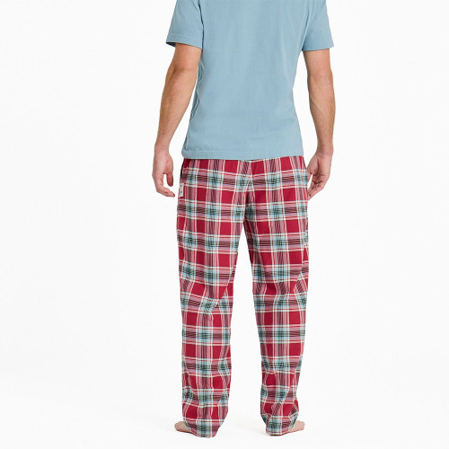 Men's Life Is Good Holiday Plaid Classic Sleep Adironrack Red Pant back