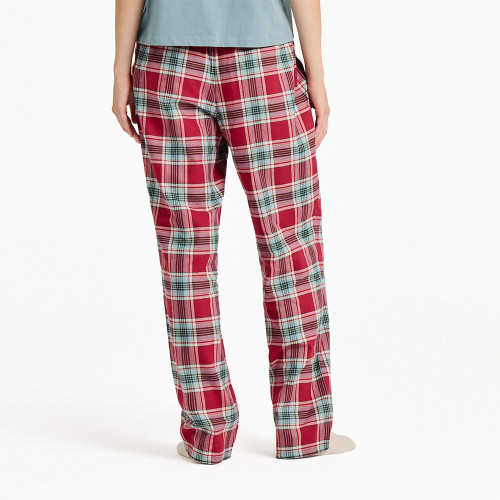 Women's Life Is Good Holiday Plaid Classic Sleep Red Adirondack Pant back