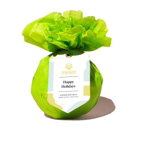 Musee Happy Holidays Bath Balm - Winter Vanilla and Cashmere Bath Bomb