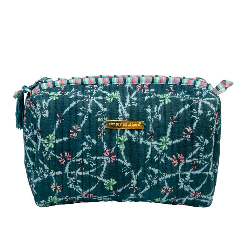 Simply Southern Quilted Cosmetic Bag Ribbon Print Front Of Bag