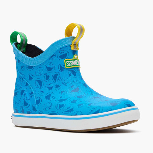 Kids' Xtratuf x Sesame Street Ankle Deck Boot - Cookie Monster Front Angled View