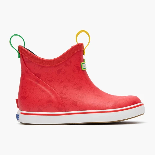 Boys' Xtratuf Sesame Street Ankle Deck Boot - Elmo Red Outer Side