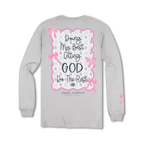 Women's Simply Southern Long Sleeve Rest T-Shirt - Sport Grey Back Detail