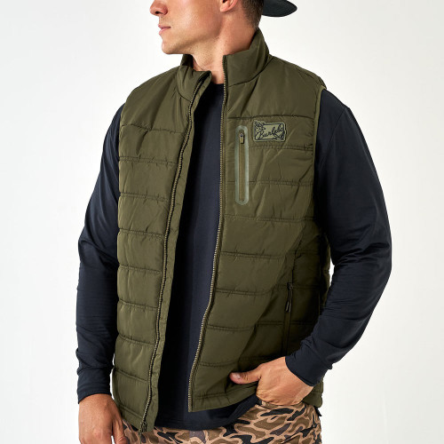 Men's Burlebo Puffer Vest Mallard Green Front Model