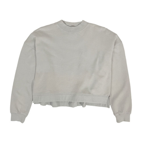 Women's Southern Fried Cotton Old Favorite Crop Sweatshirt Light Grey Front Flat