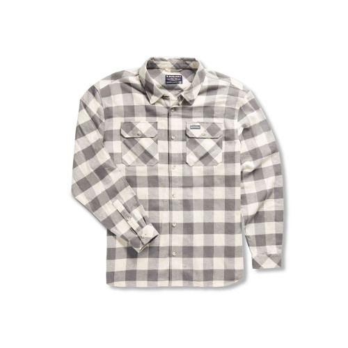 Men's Burlebo Flannel Shirt Grey Buffalo Plaid Front Flat Image