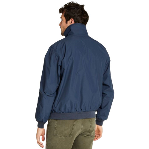 Men's L.L.Bean Warm-Up Flannel Lined Jacket Carbon Navy Back Model