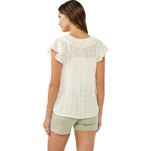Women's Lovestitch Nomad's Ruffle Sleeve Blouse Ivory White Back