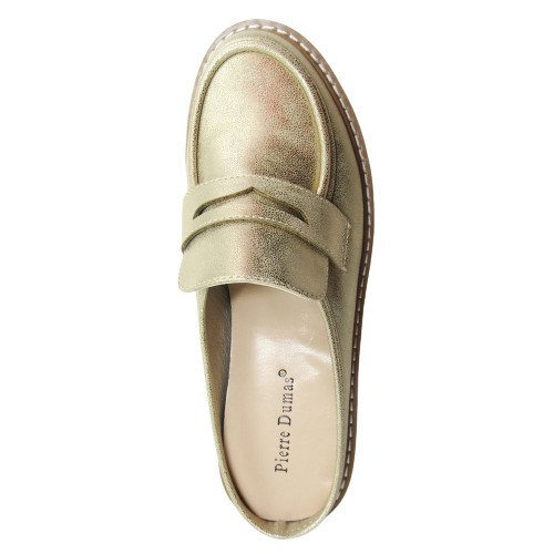 Women's Pierre Dumas Mora 4 Platform Clog Loafers Gold Top View Top View