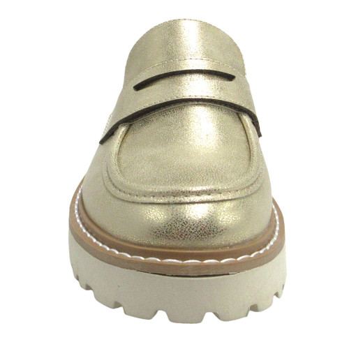 Women's Pierre Dumas Mora 4 Platform Clog Loafers Gold Front Front Toe