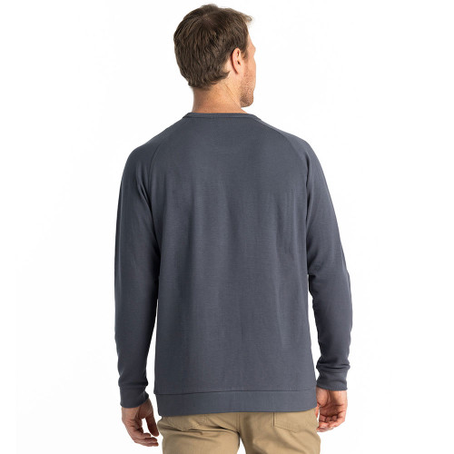 Men's Free Fly Bamboo Lightweight Fleece Crewneck Storm Gray Shirt back