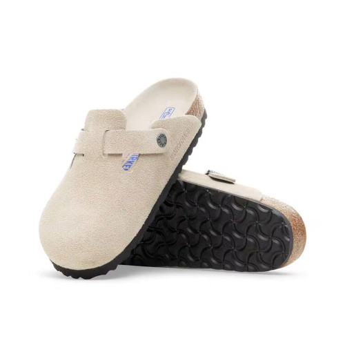 Women's Birkenstock Boston Soft Footbed Oyster White Clog bottom