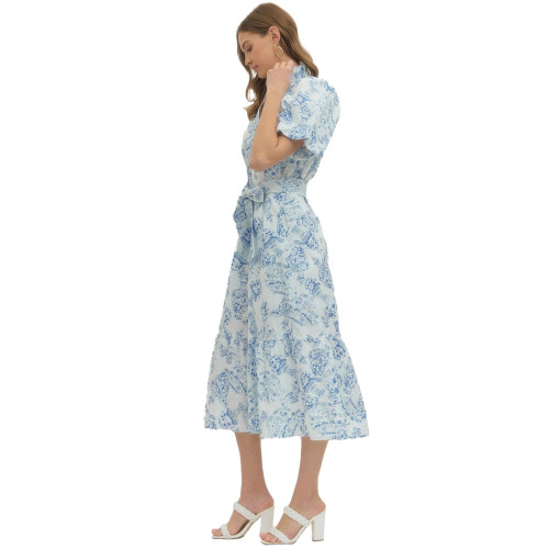 Women's Entro Print Puff Sleeve Midi Dress | Eagle Eye Outfitters Women's Entro Print Puff Sleeve Midi Dress | Eagle Eye Outfitters