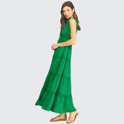 ladies tiered maxi dress Ruffle Sleeveless Women Tiered Maxi Dress, Ivory / M