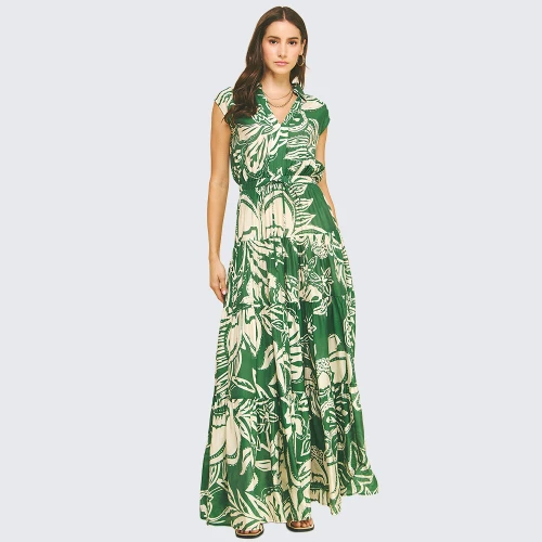 pinch green dress Women's Floral Tiered Maxi Midi dress