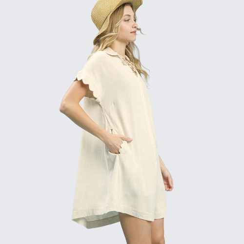 Umgee Women's Button Down Hi Low Mini Dress, Size Small | Eagle Eye Outfitters