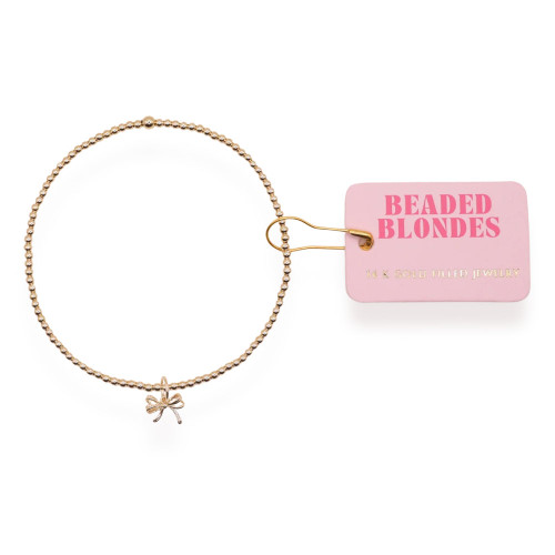 Kids' Beaded Blondes Gold Bow Charm Bracelet