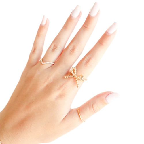Beaded Blondes Gold Bow Charm Ring lifestyle