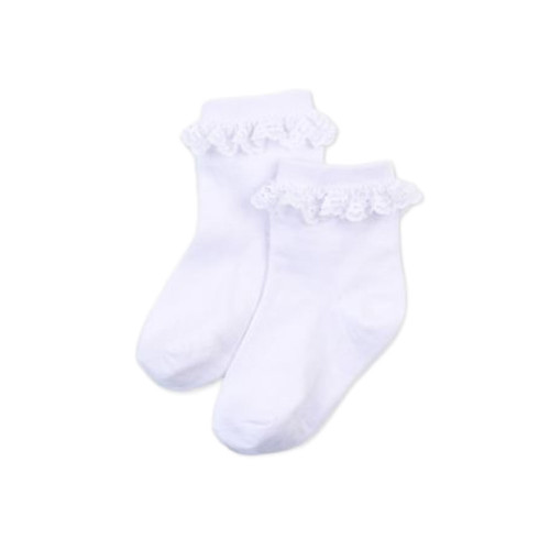 Girls' RuffleButts 3 Pack Ruffle Ankle Socks White Main