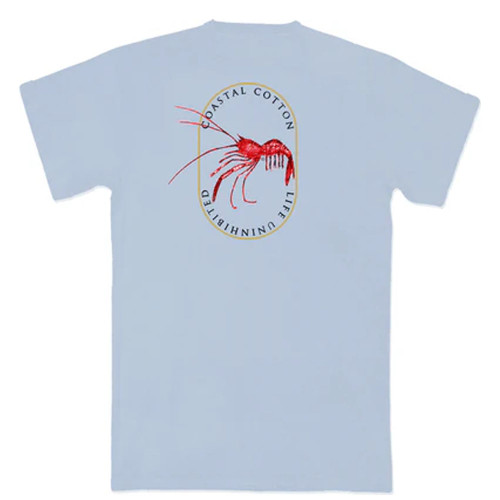 Men's Coastal Cotton Crawfish T-Shirt Blue Fog Back View