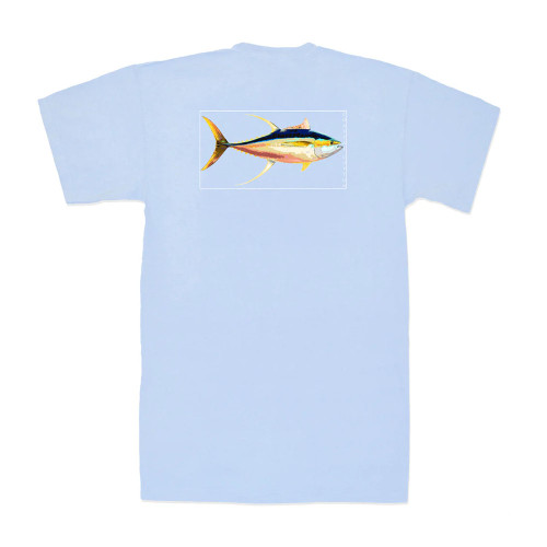 Men's Coastal Cotton Tuna T-Shirt Cobalt Back View