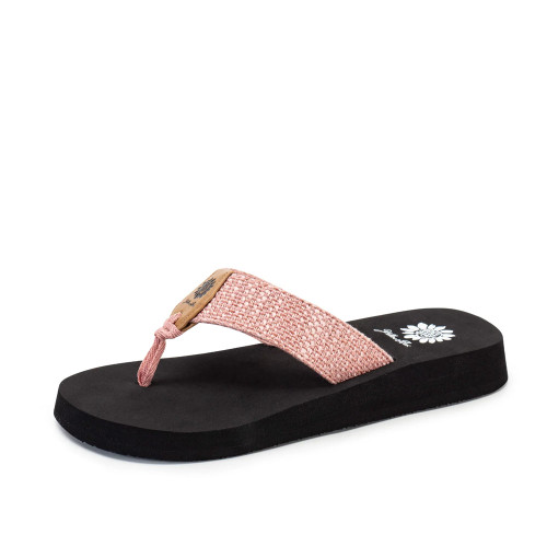 Women's Yellowbox Frayz Flip Flops Blush Pink Front Angled View