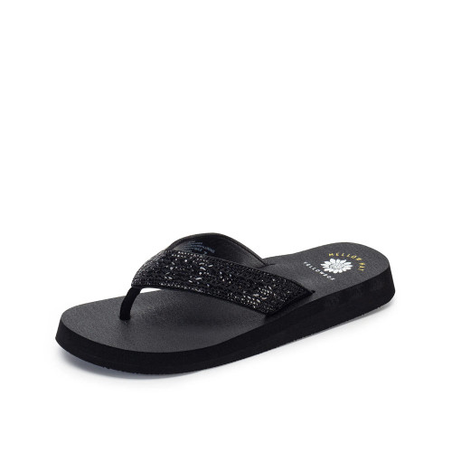 Women's Yellowbox Nalaya Flip Flops Black Front Angled View