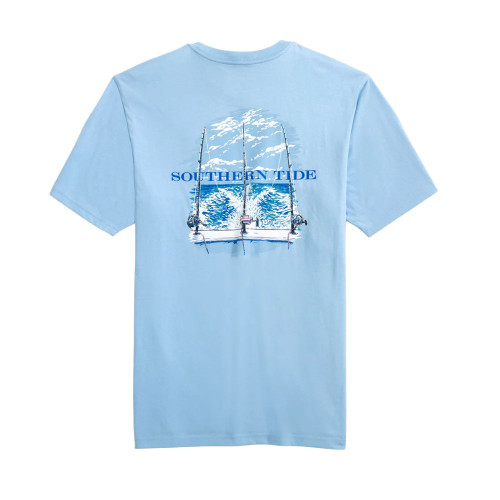 Men's Southern Tide Deep Sea Trolling T-Shirt - Cerulean Blue Back View