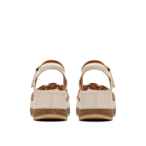 Women's Clarks Kassanda Bar Wedge Sandals Cream Heel
