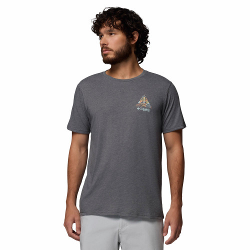 Men's Columbia PFG Uncharted Graphic Shark Gray T-Shirt front