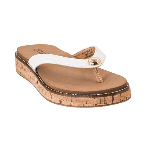 Women's Corkys Off The Deep End Flip Flops Ivory White Front Angled View