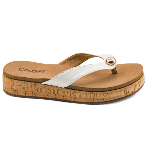 Women's Corkys Off The Deep End Flip Flops Ivory White Outer Side