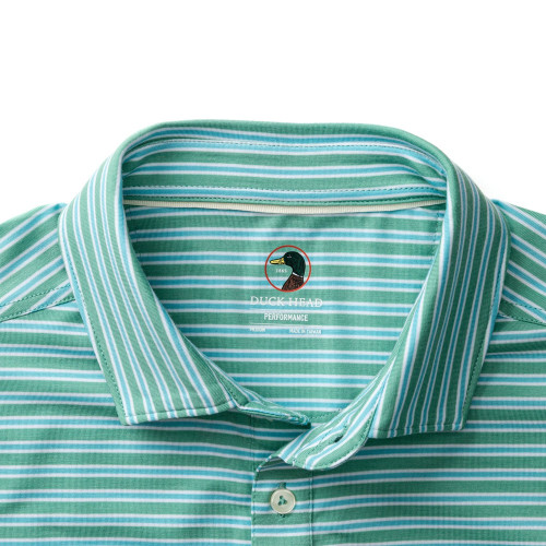Men's Duck Head Summerford Performance Jersey Polo Aspen Green Collar Detail
